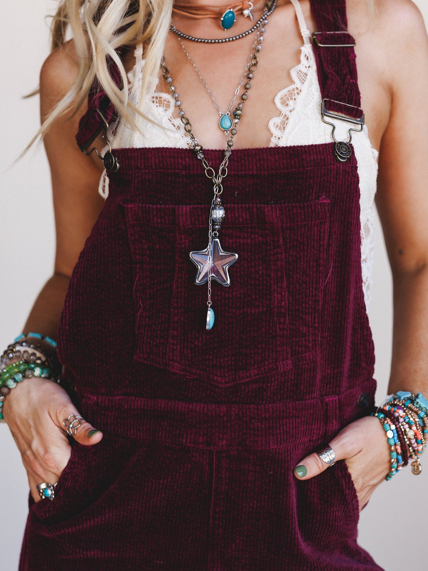 Wanderheart Corduroy Overalls - Wine