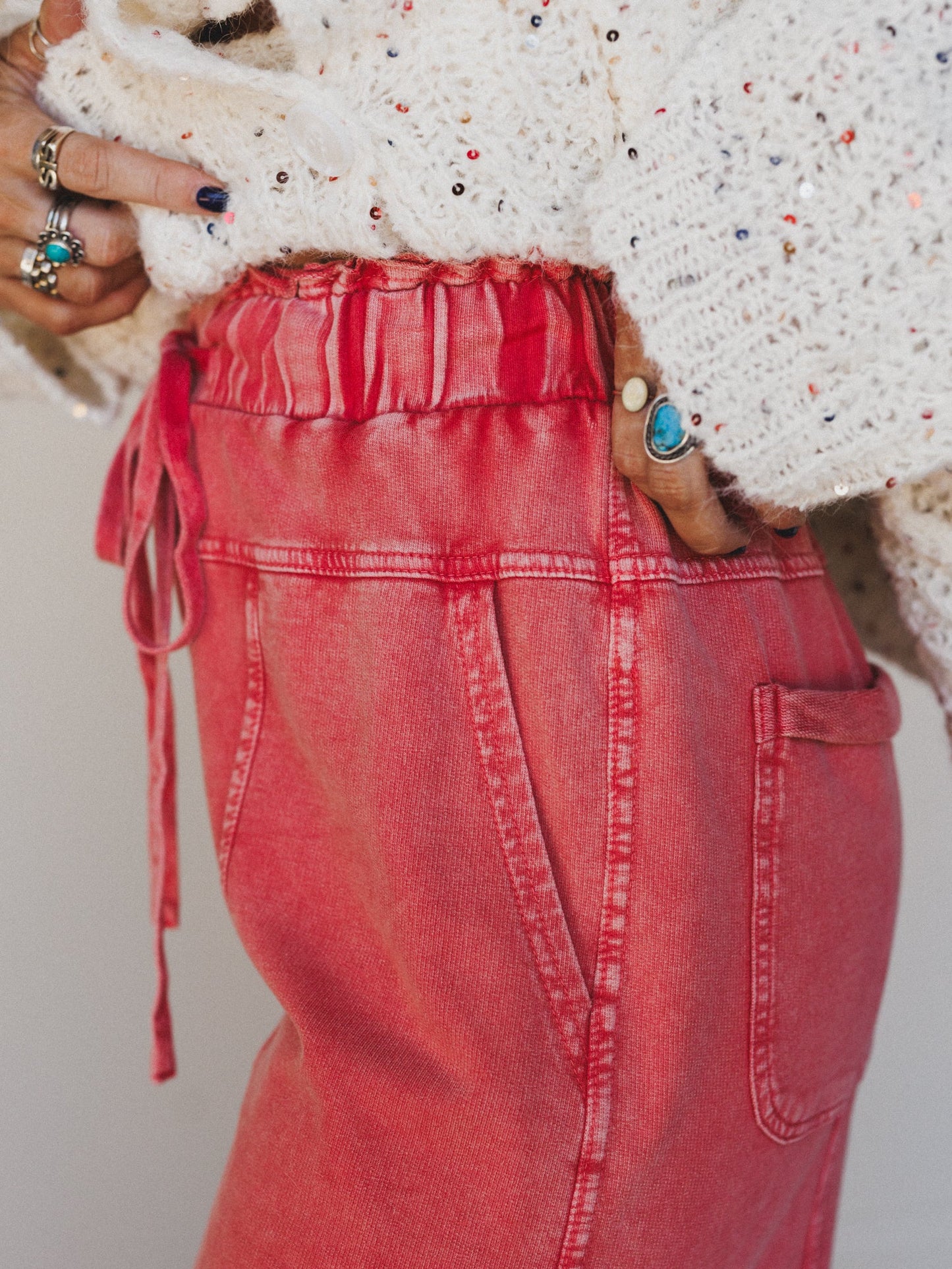 Lucky One Wide Leg Full Pant - Red