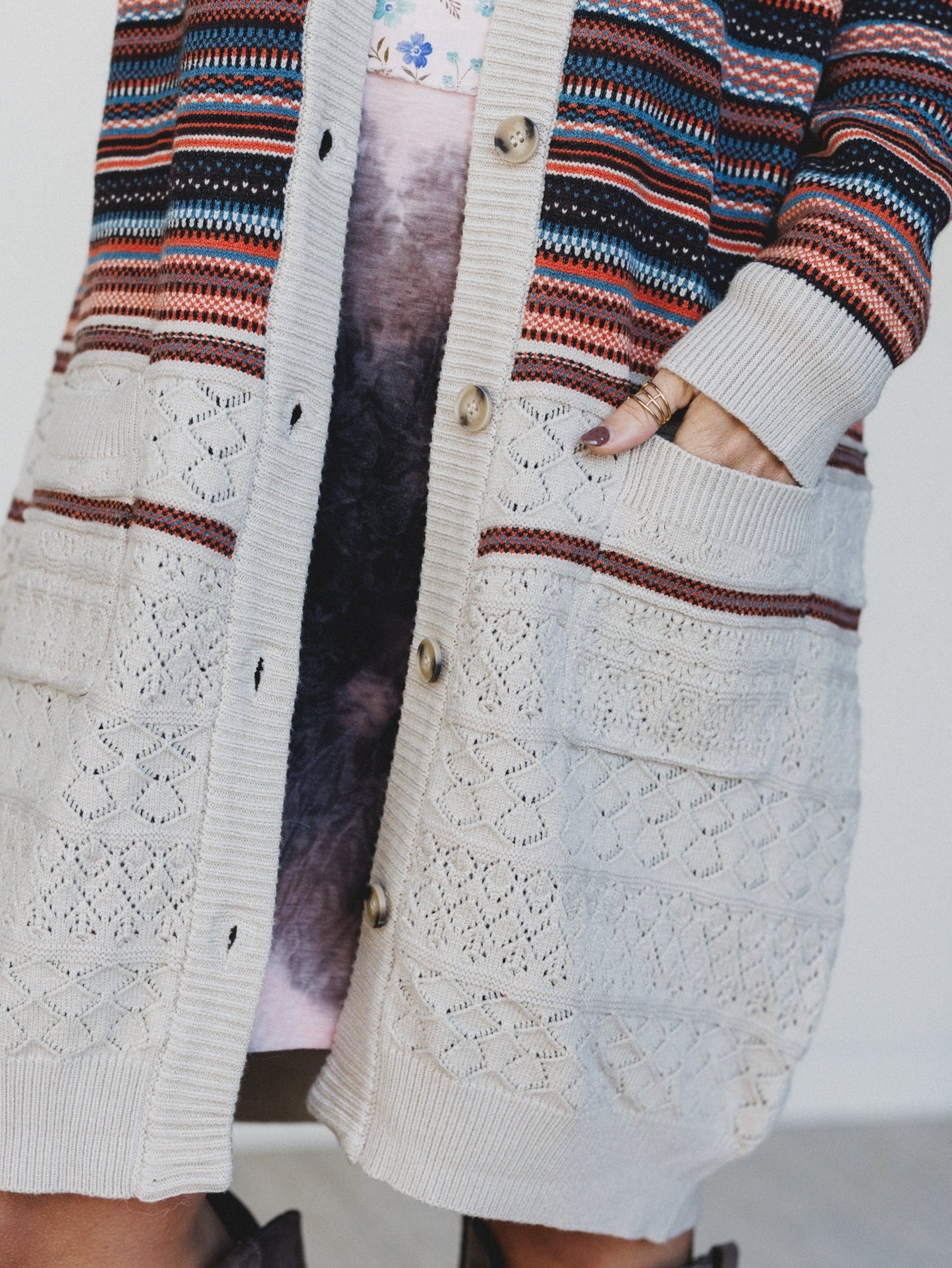 In The Seams Long Cardigan - Light Beige