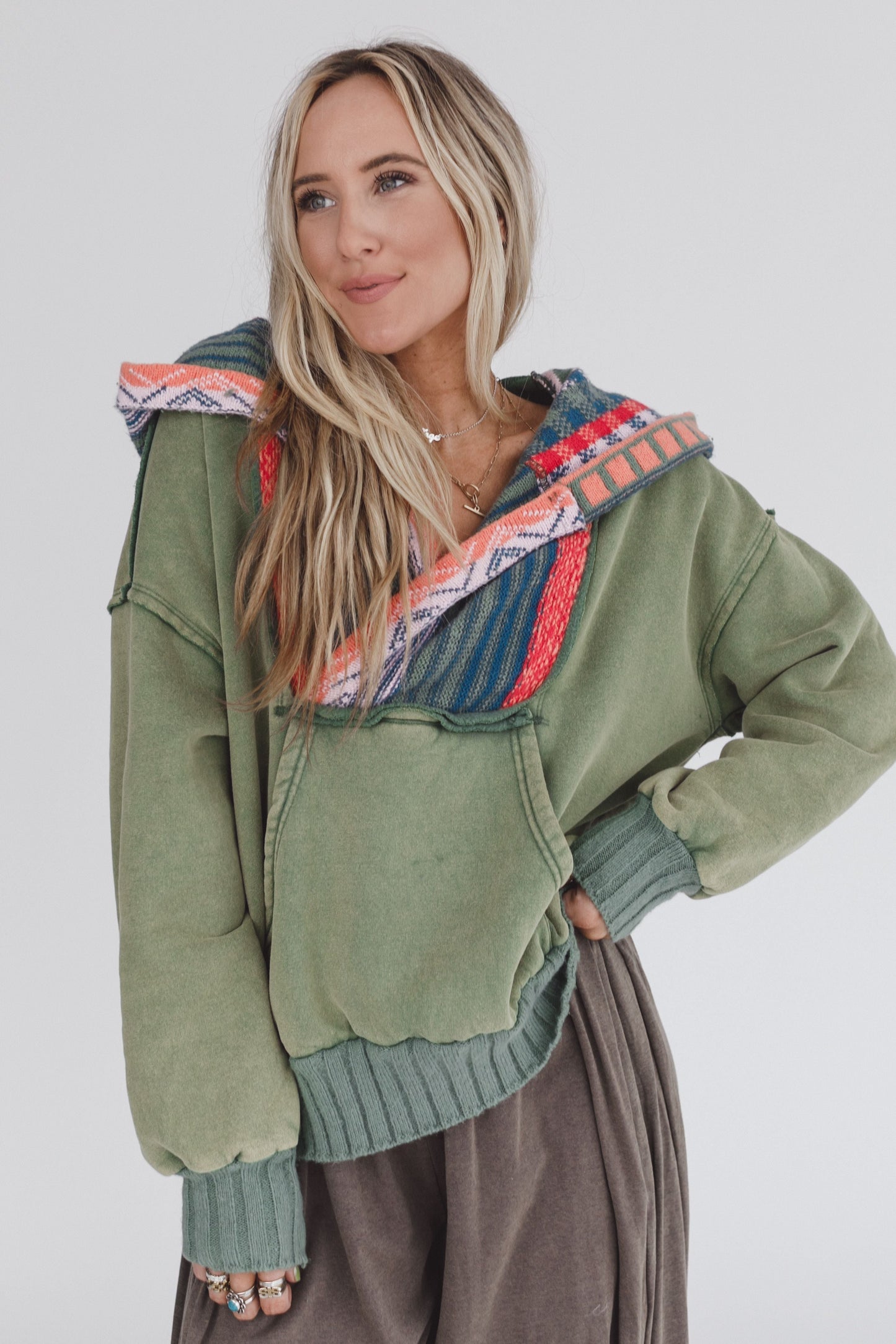 Nori Hoodie Pullover Top - Sage - Pre Order