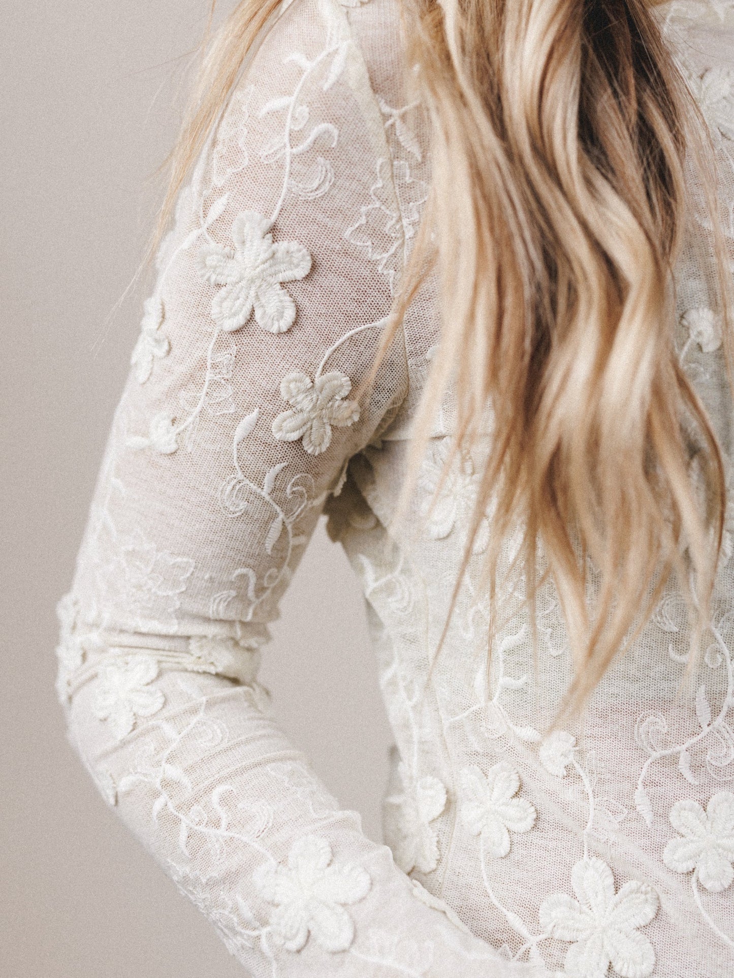 Daisy Veil Mesh Top - Ivory