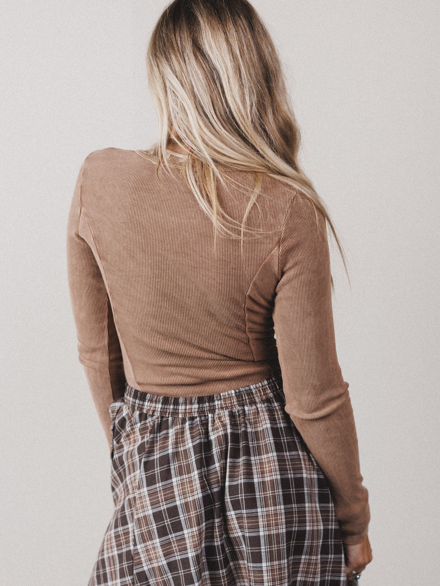Serephina Ribbed Bodysuit Top - Mocha