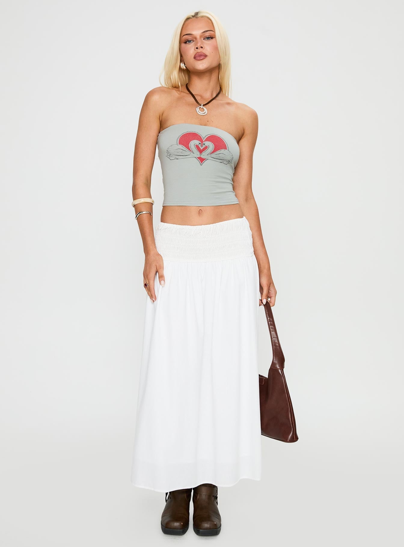 Swan Song Strapless Top Blue / Grey