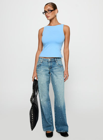 Lose Your Number High Neck Top Blue