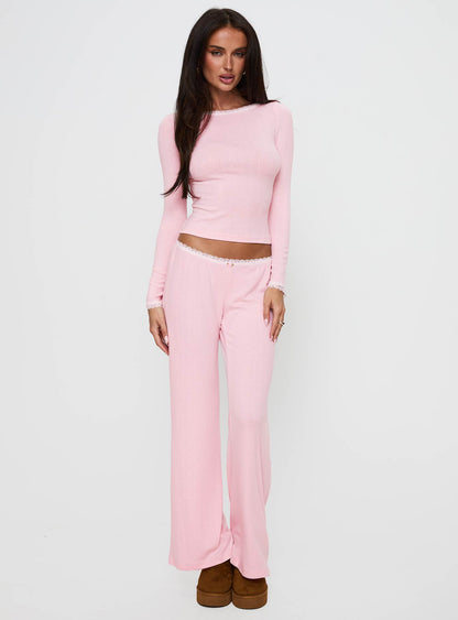 Whimsie Long Sleeve Sleep Top Pink
