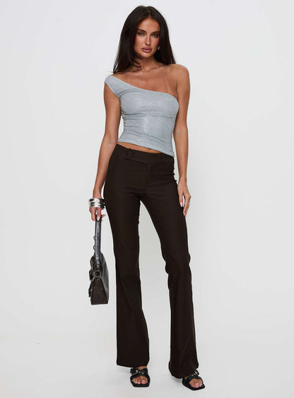 No Distractions One Shoulder Top Silver