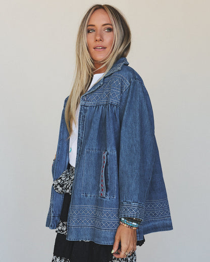 Denim Joy Jean Embroidered Jacket - Medium Wash