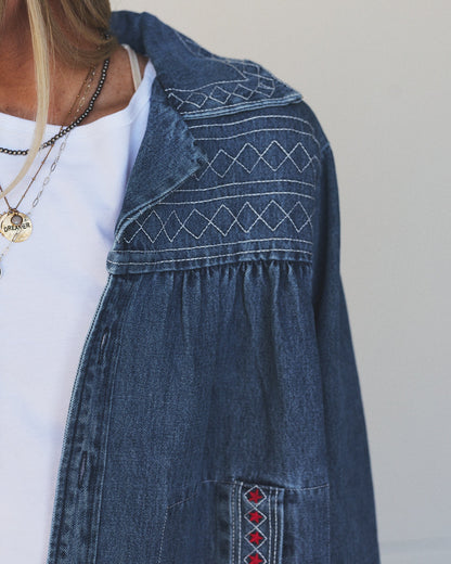 Denim Joy Jean Embroidered Jacket - Medium Wash