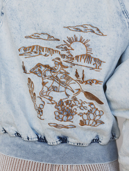 Beauty of the West Embroidered Jacket - Light Wash