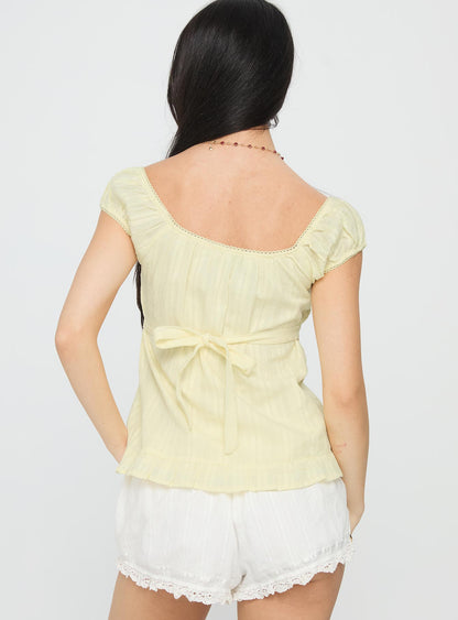 Lainee Babydoll Tie Up Top Yellow