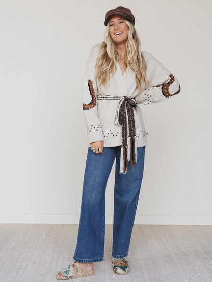 Retrofolk Cardigan - Cream