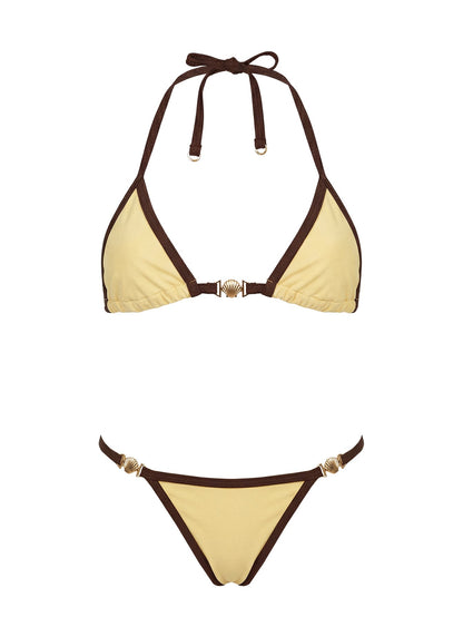 Maurita Hardware Halter Bikini Top Yellow / Brown