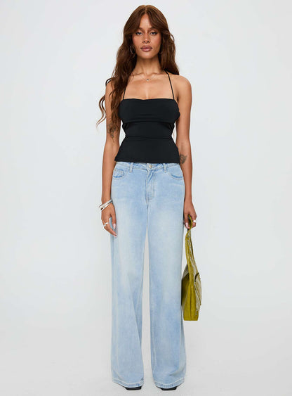 In The End Tie Back Top Black