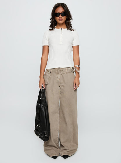 Hold The Line Zip Through Top White