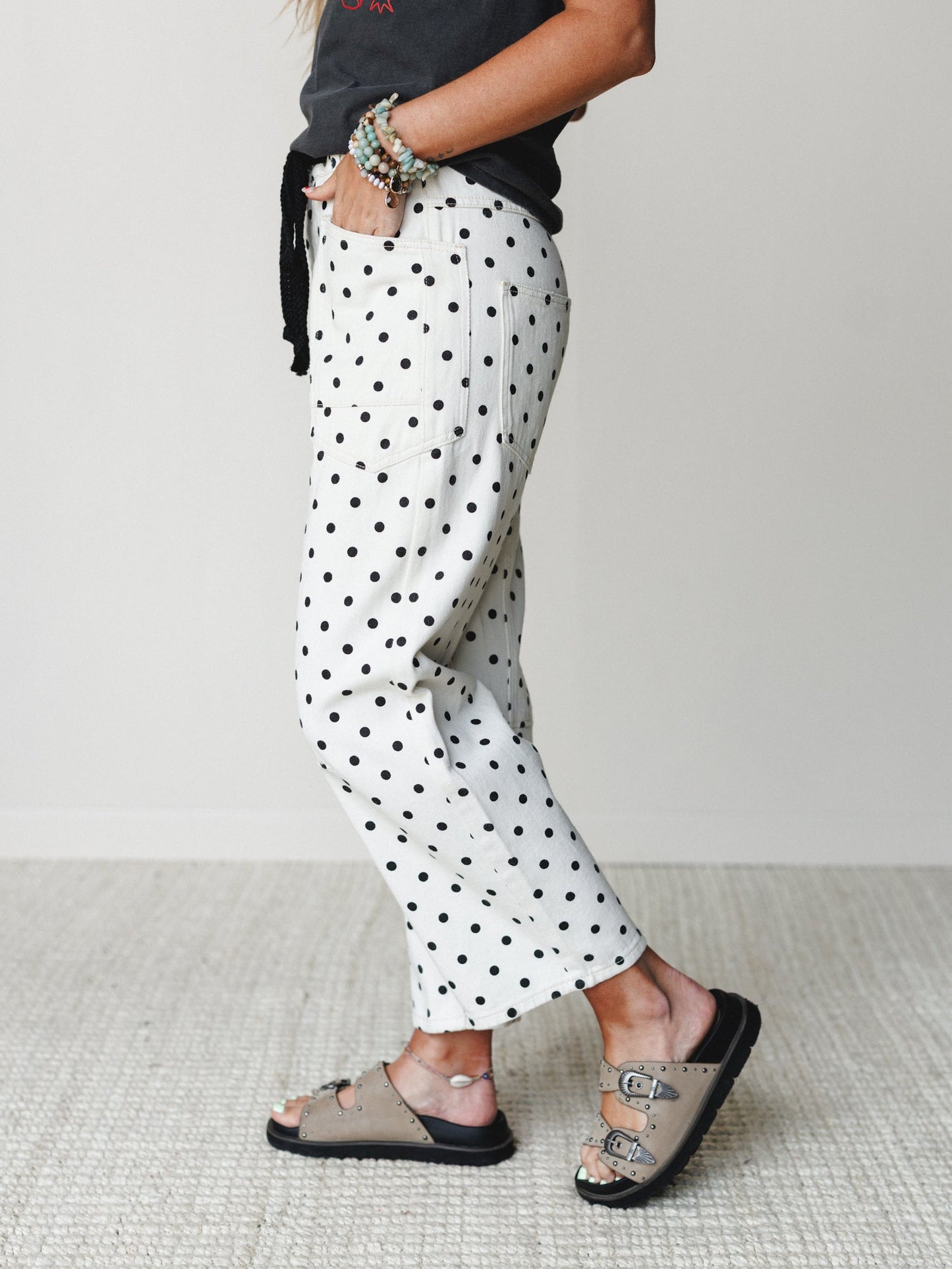 Spotted and Dotted Pants - Cream