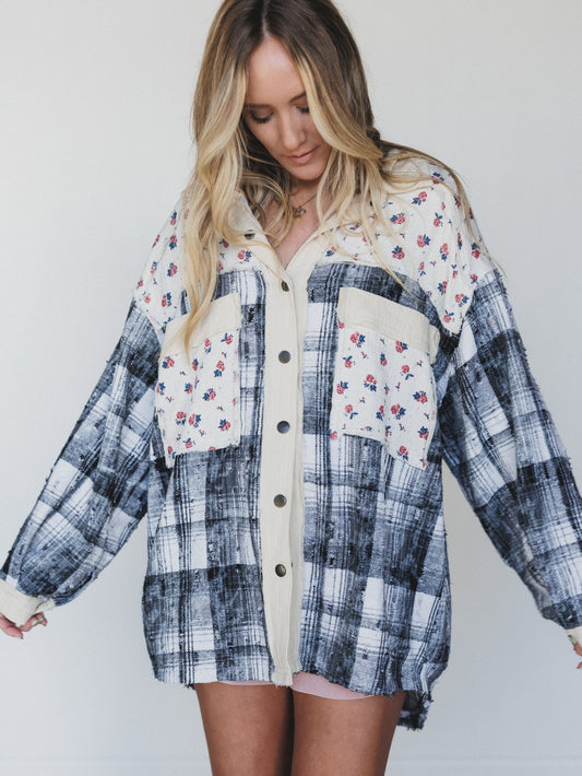 Chance Mix Print Jacket - Black