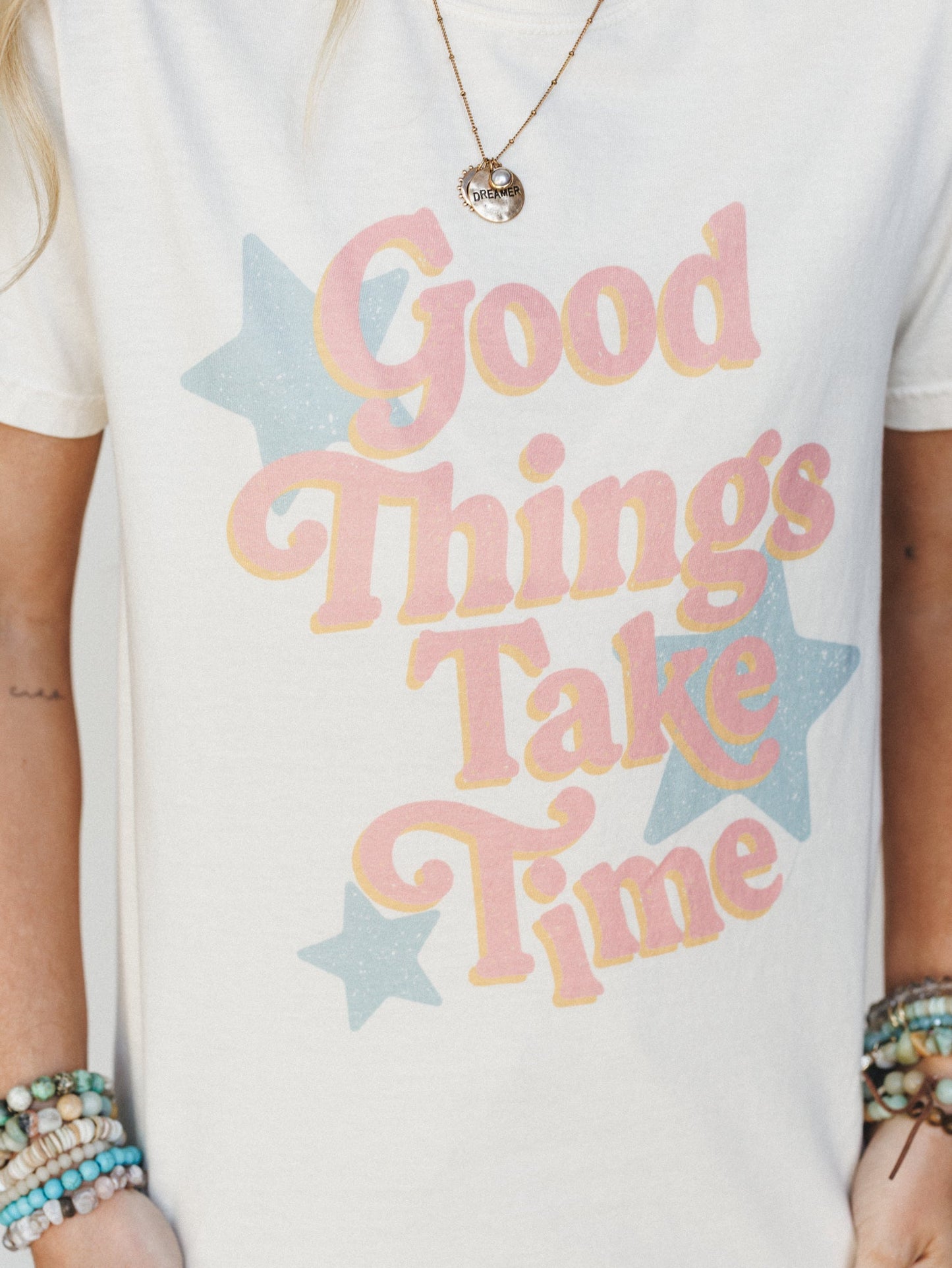 The Nest Good Things Take Time Graphic Tee - Ivory