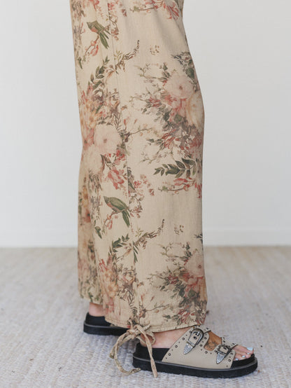 Season of Florals Pants - Tan