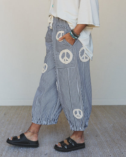 Peace Out Stripe Jeans - Black