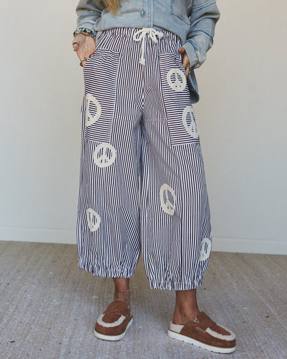 Peace Out Stripe Jeans - Brown