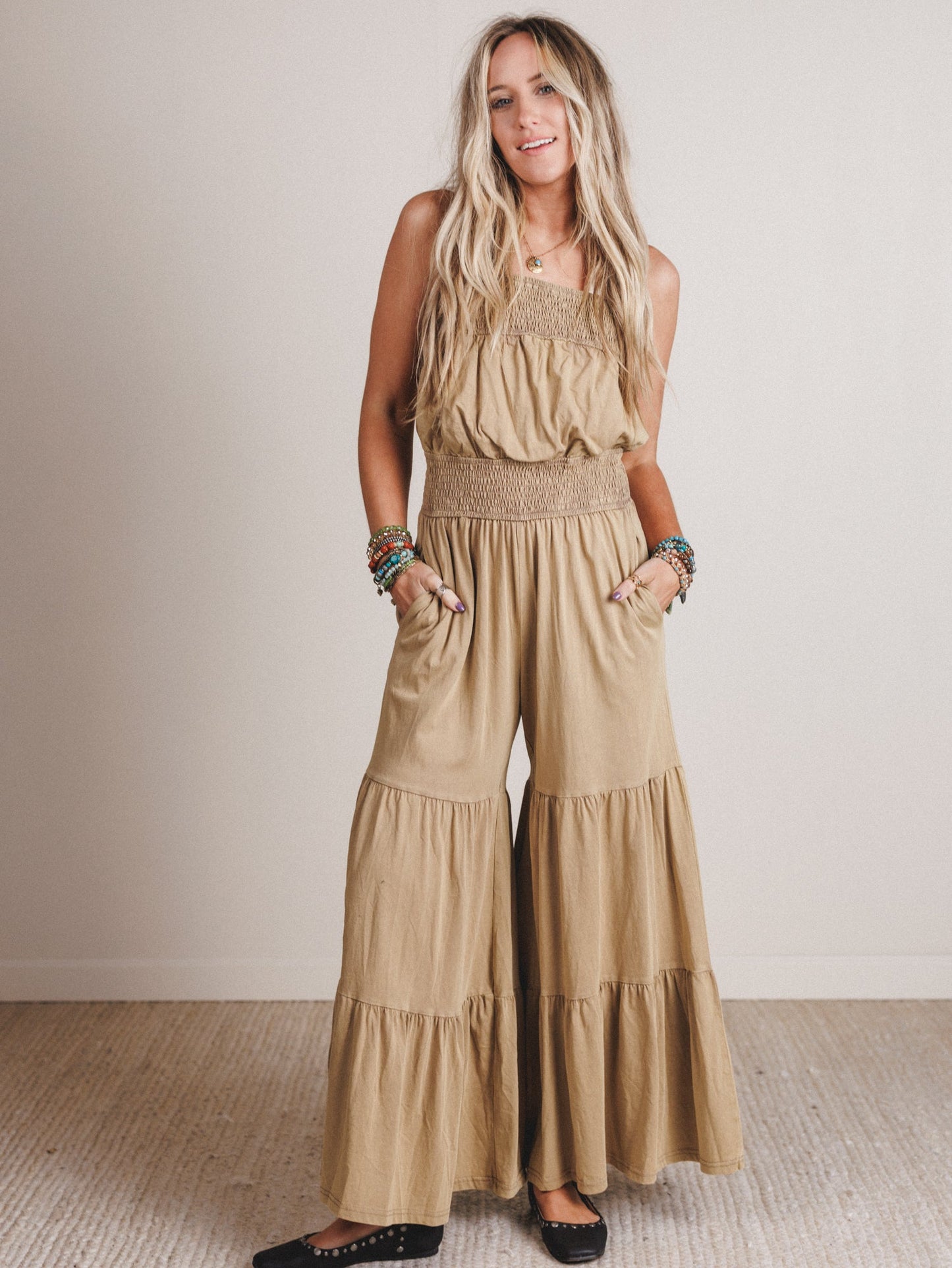 Tara Wide Leg Jumpsuit - Taupe