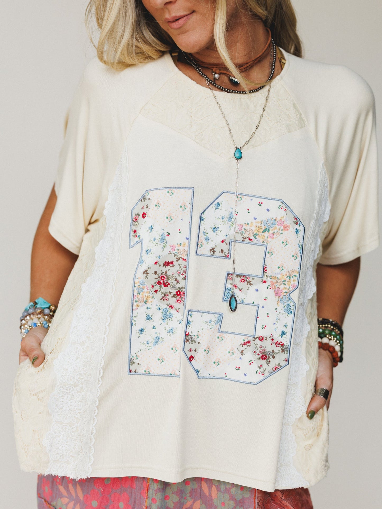 Game Plan Lace Detail Top - Cream