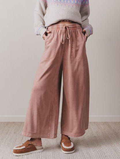Relaxing Robin Front Pocket Wide Leg Pants - Cinnamon