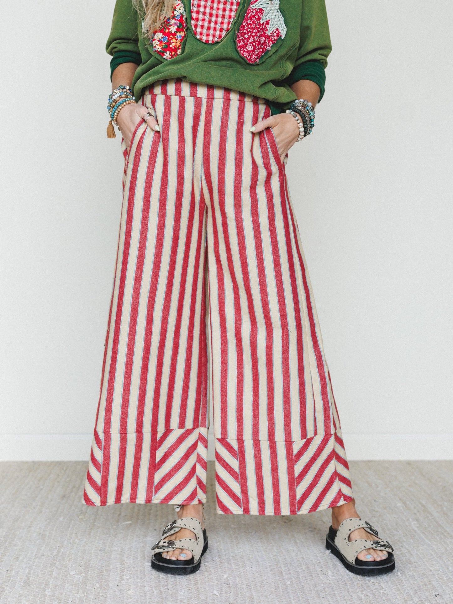 Star of the Sun Striped Pants - Red