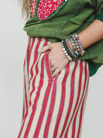 Star of the Sun Striped Pants - Red