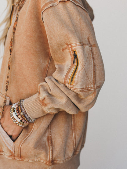 Golden Ray Zip Up Hoodie - Camel