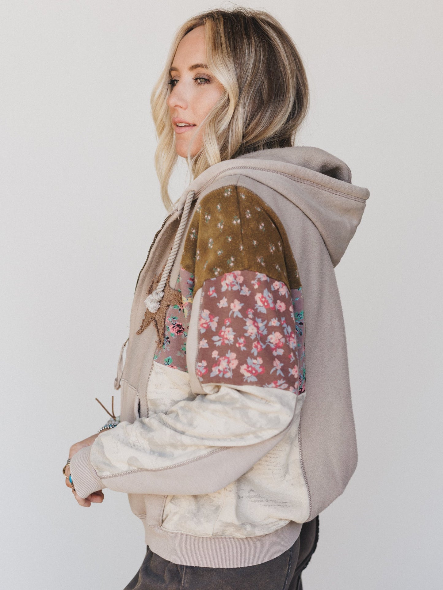 Stars on the Double Zip Up Hoodie  - Mushroom