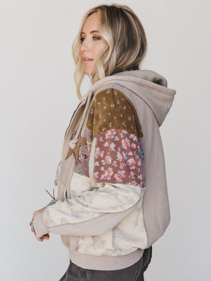 Stars on the Double Zip Up Hoodie  - Mushroom
