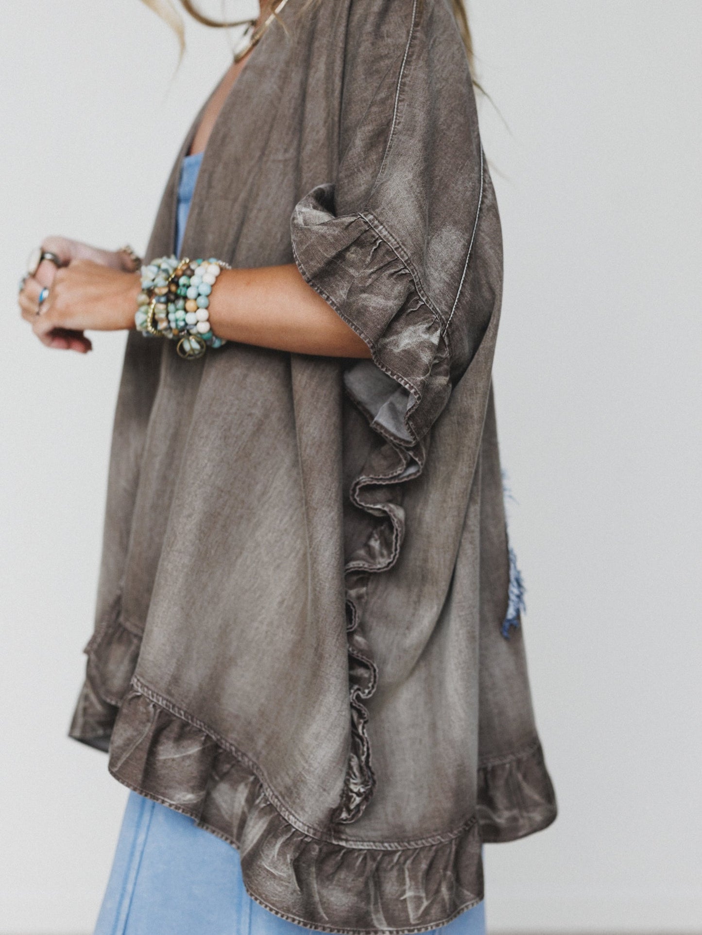 Robbie Star Patchwork Denim Jacket  - Mocha