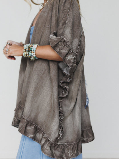 Robbie Star Patchwork Denim Jacket  - Mocha