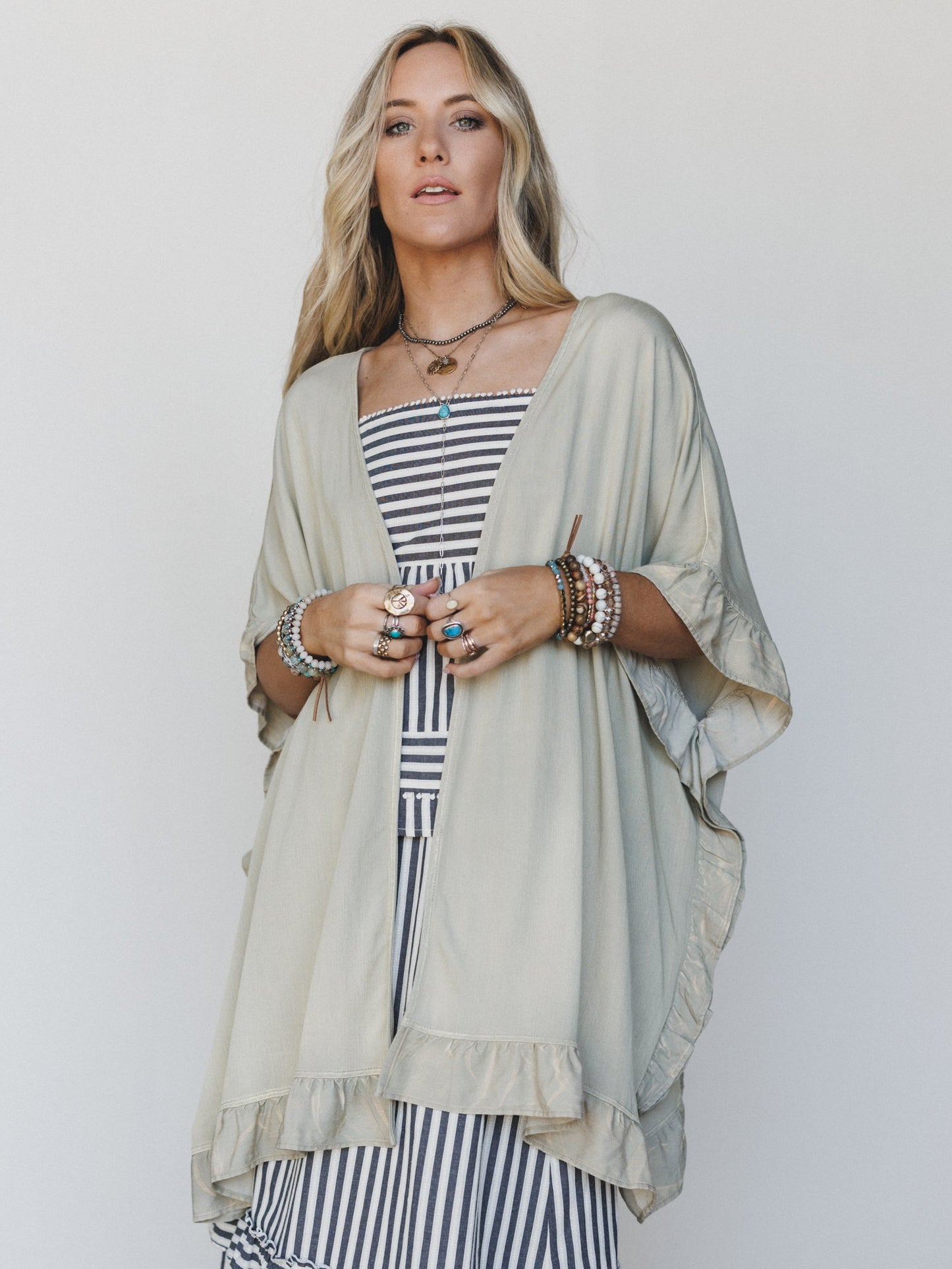 Robbie Star Patchwork Denim Jacket - Sage Grey