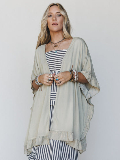 Robbie Star Patchwork Denim Jacket - Sage Grey