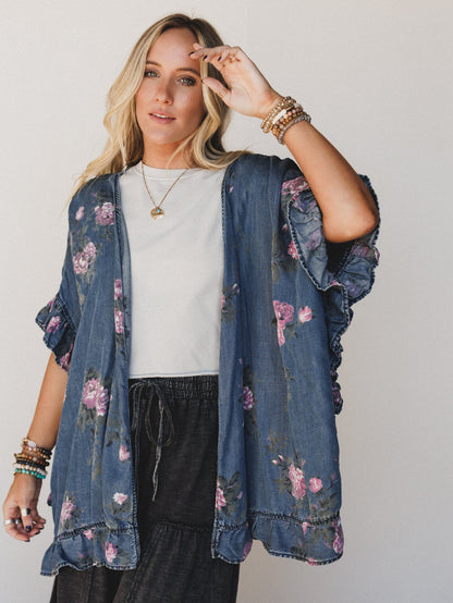 Robbie Floral Denim Jacket - Denim