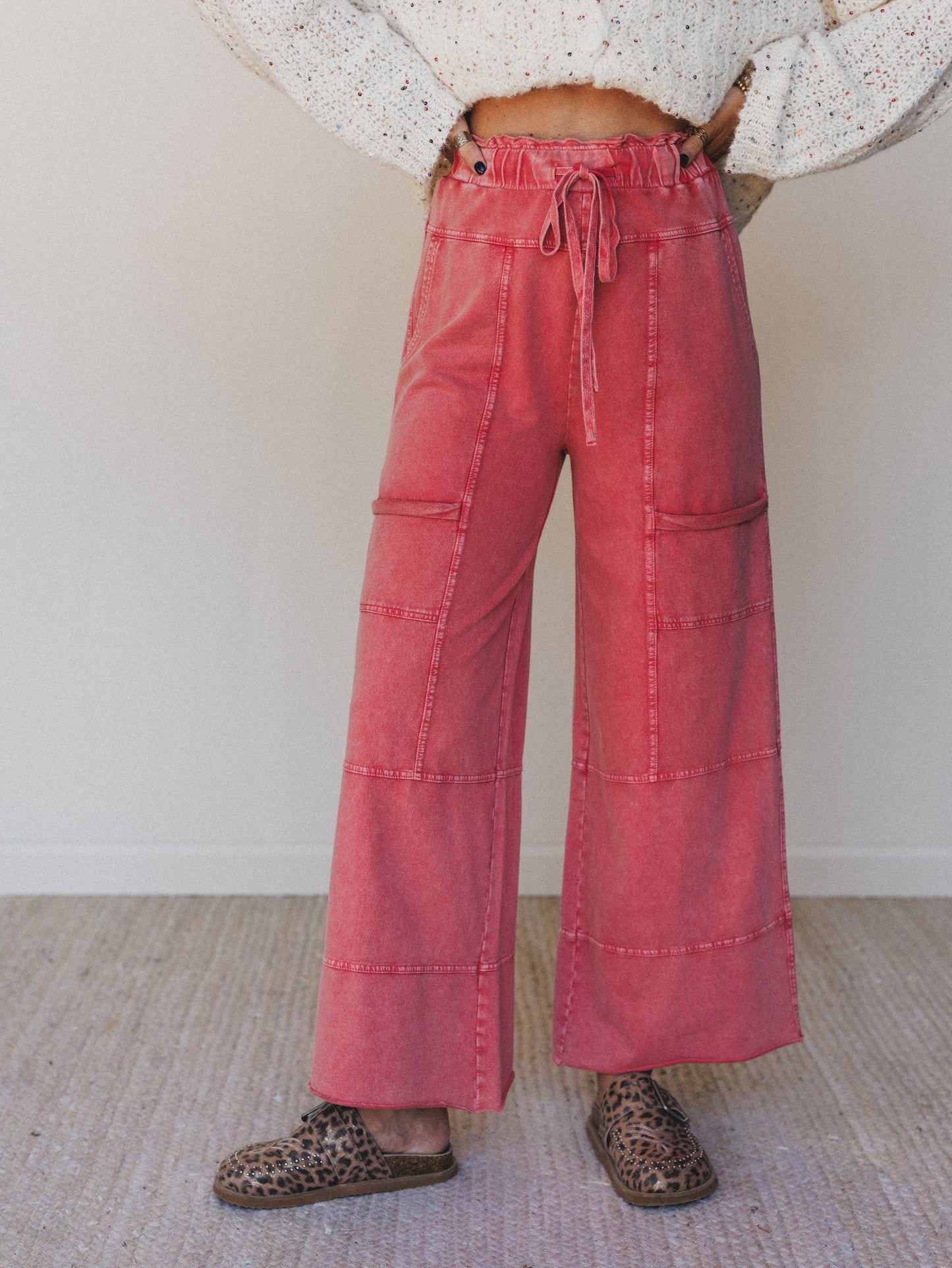 Lucky One Wide Leg Full Pant - Red