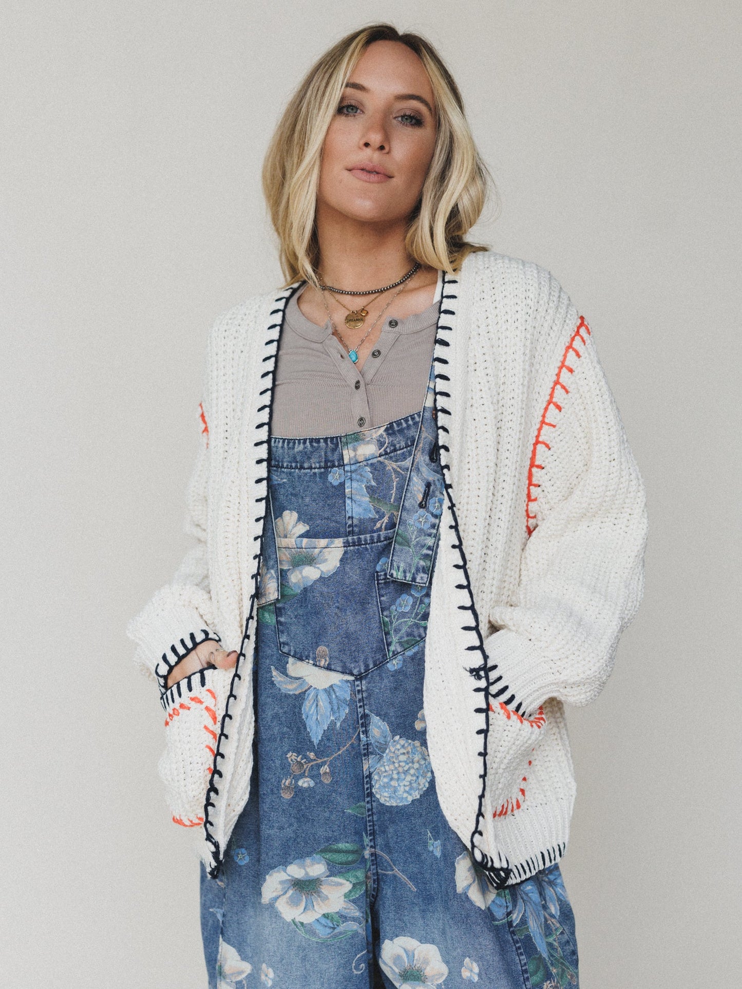 Switched And Stylish Open Cardigan - Cream