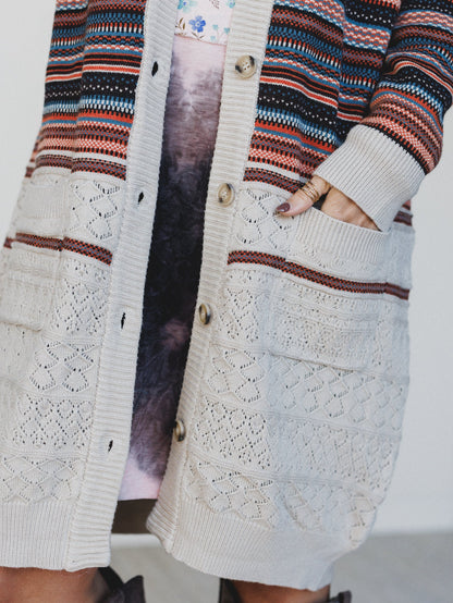 In The Seams Long Cardigan  - Light Beige