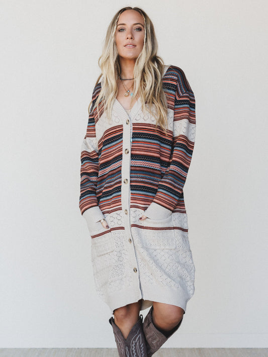 In The Seams Long Cardigan  - Light Beige