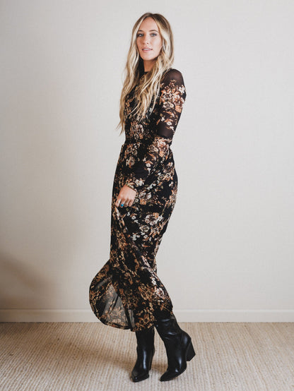 Floral Fantasia Dress - Black