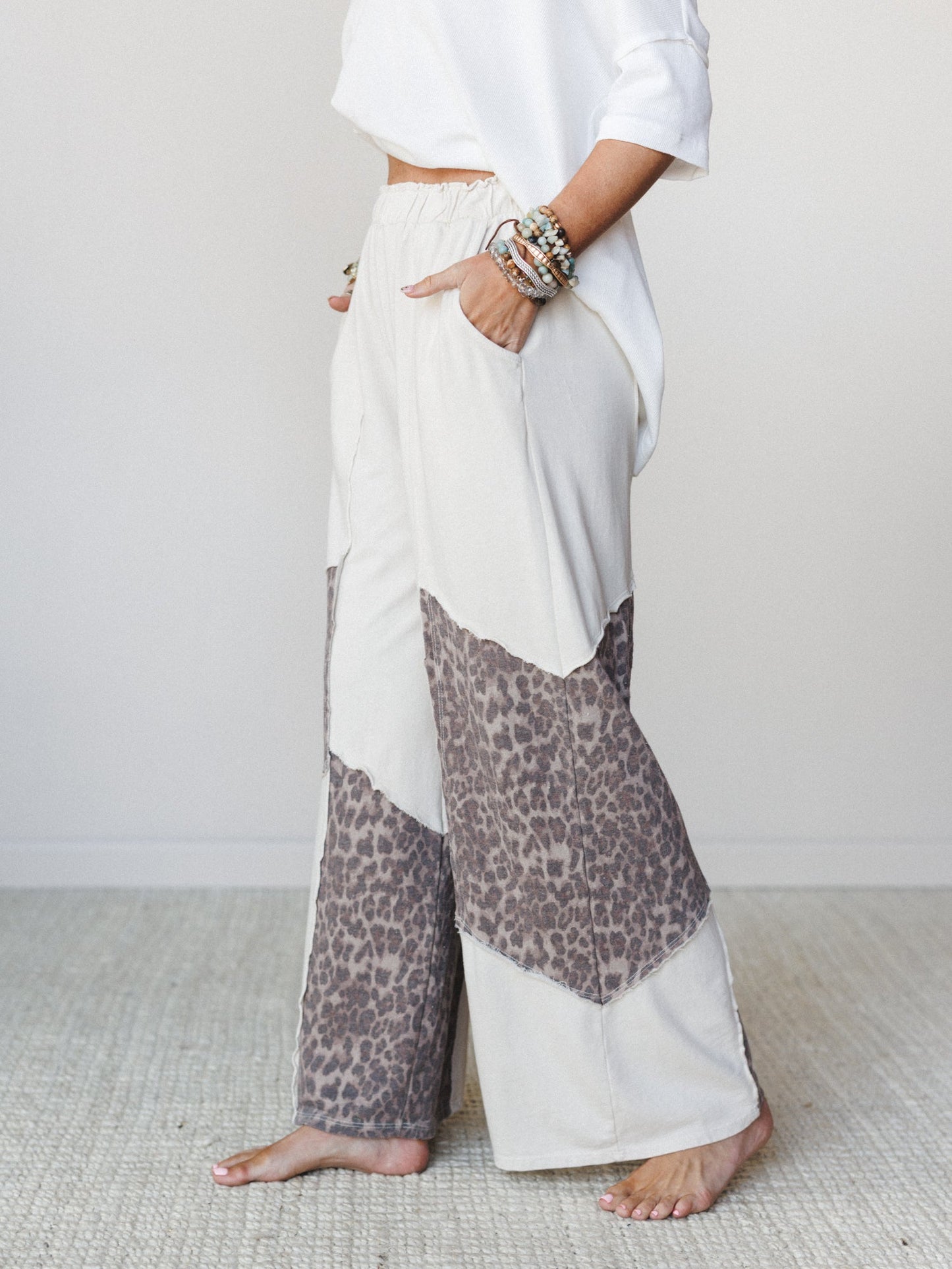 Printed Spirit Wide Leg Pants - Natural
