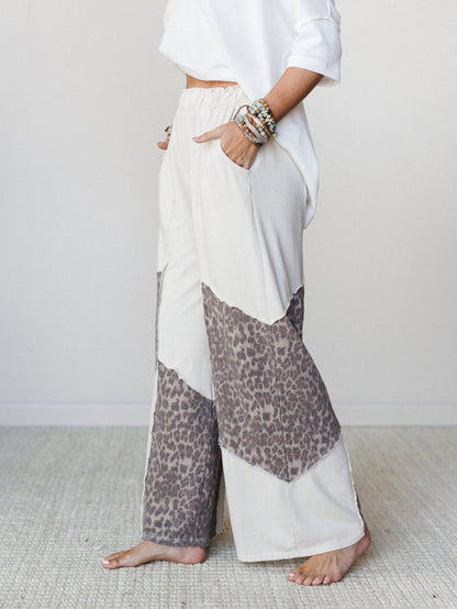 Printed Spirit Wide Leg Pants - Natural