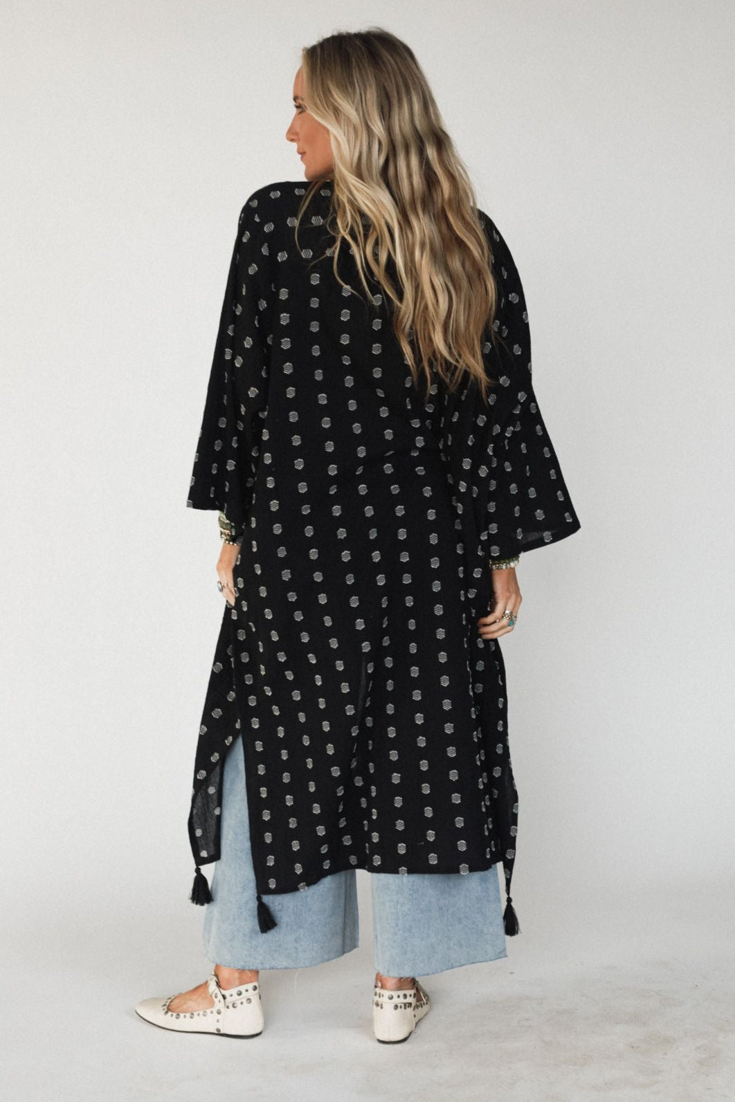 Selene Tassel Kimono - Black