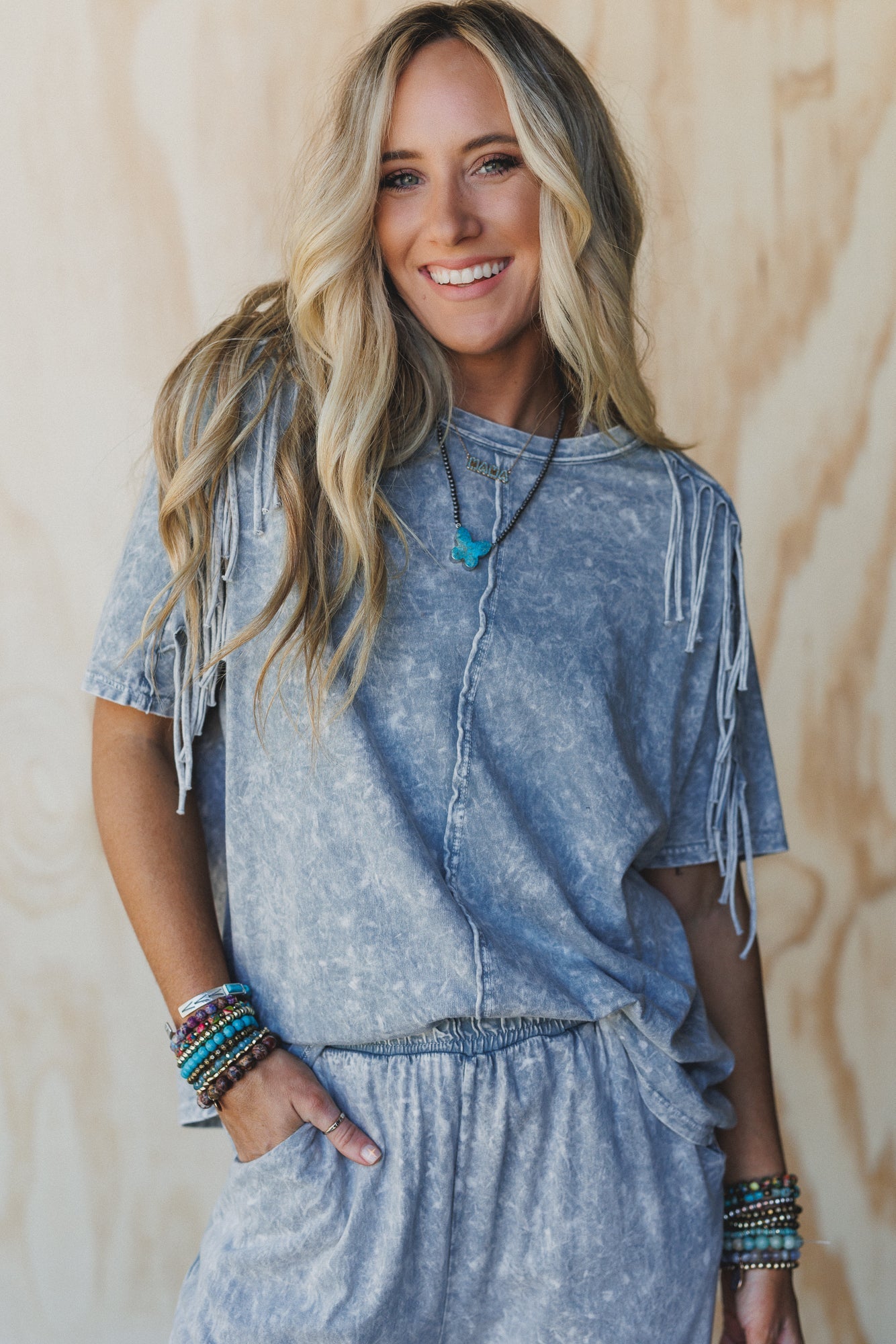 Wild Route Fringe Top - Grey