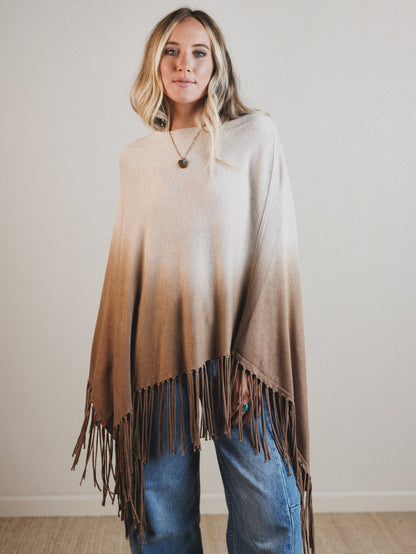 Mountain Song Poncho - Heather Petal Woodsmoke