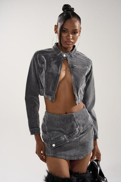 ALL FOR LOVE VELVET DENIM MOTO