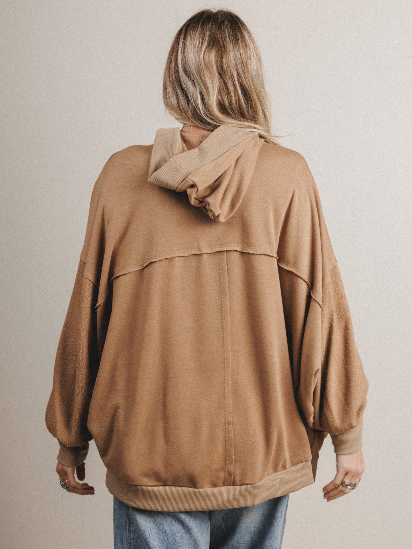 Barely Bound Hoodie Cardigan - Camel