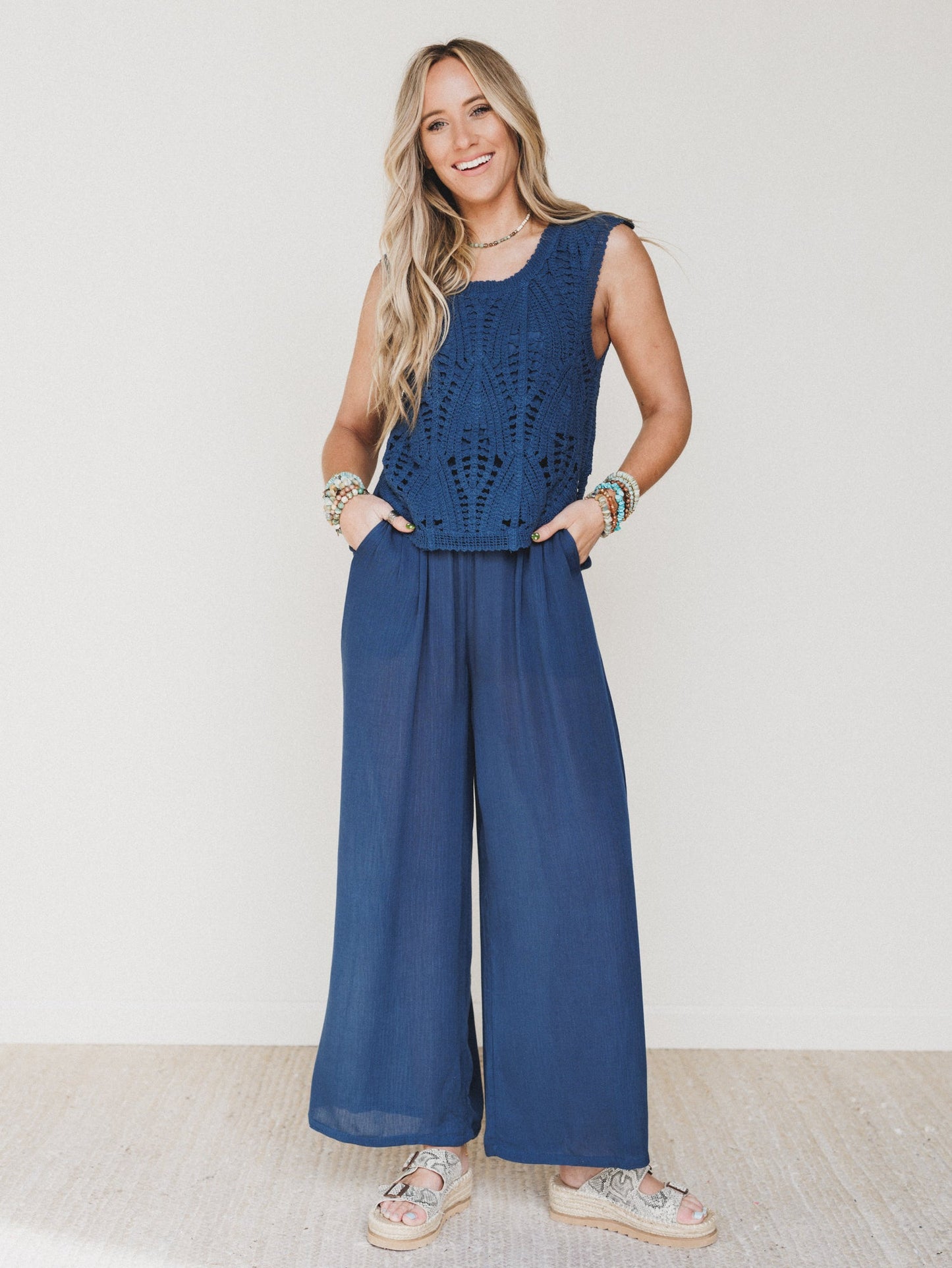 Jolene Wide Leg Jumpsuit - Navy